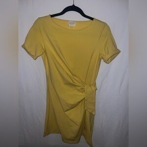 Sézane Yellow Tie-Waist Mini Dress